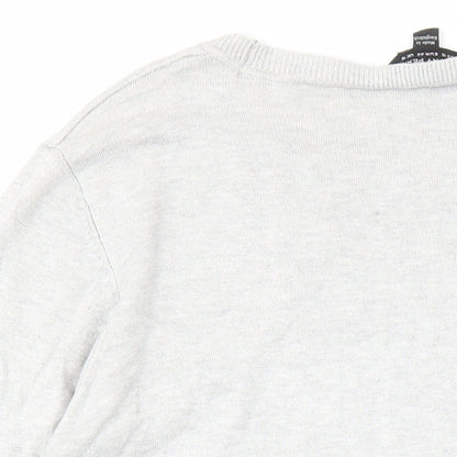 Dorothy Perkins Womens Grey Round Neck Viscose Pullover Jumper Size 16
