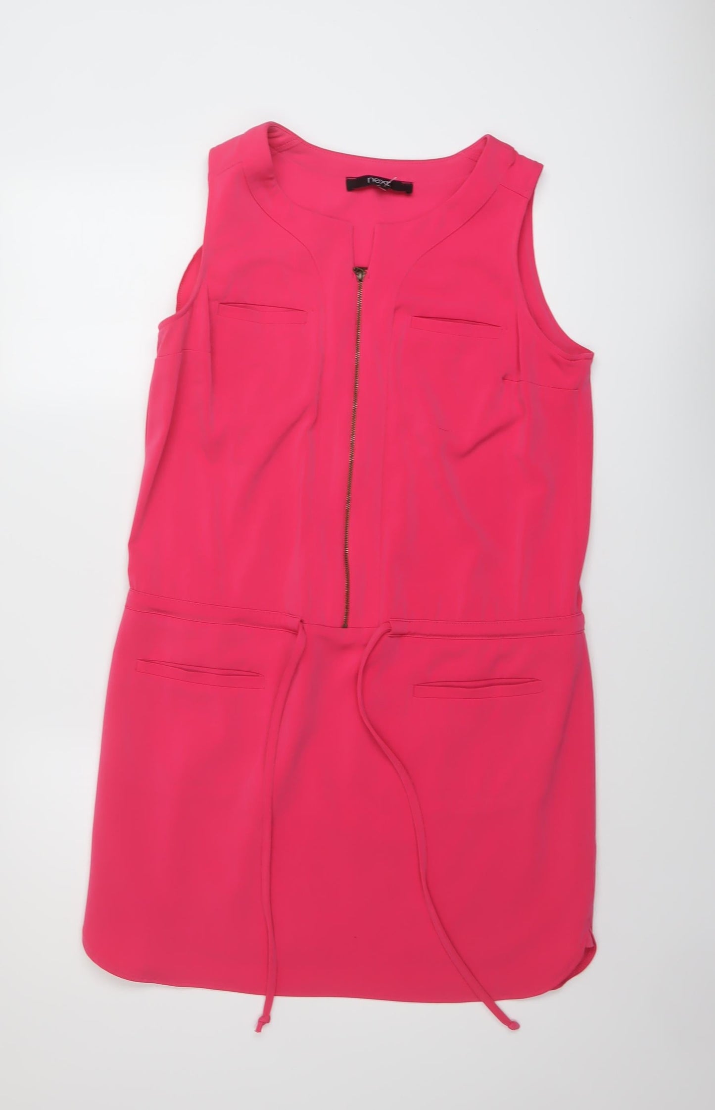 NEXT Womens Pink Polyester A-Line Size 10 V-Neck Zip