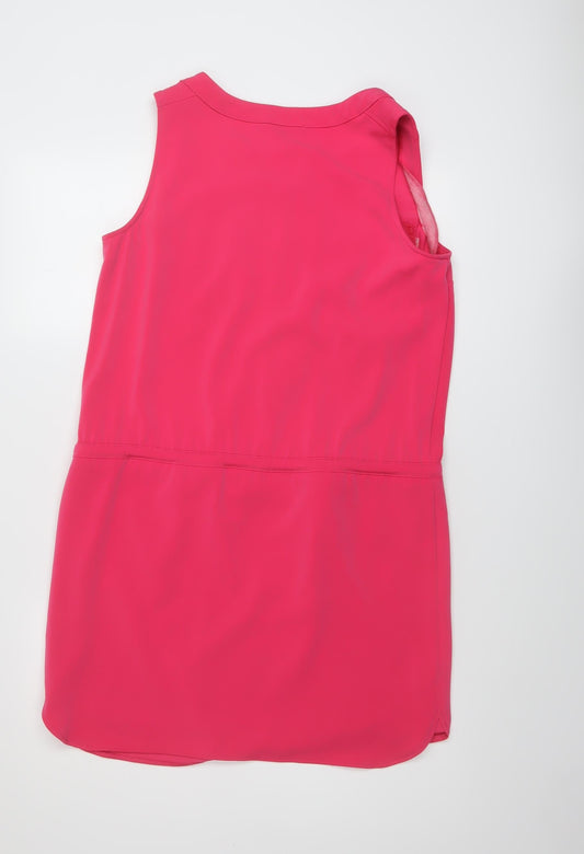 NEXT Womens Pink Polyester A-Line Size 10 V-Neck Zip