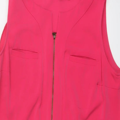 NEXT Womens Pink Polyester A-Line Size 10 V-Neck Zip