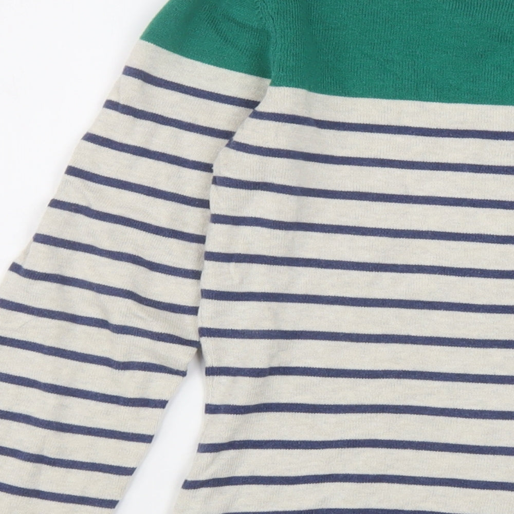 Ahoy There Womens Grey Boat Neck Striped Cotton Pullover Jumper Size 10