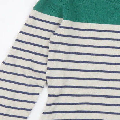 Ahoy There Womens Grey Boat Neck Striped Cotton Pullover Jumper Size 10