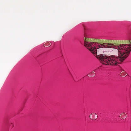 Per Una Womens Pink Cotton Pullover Sweatshirt Size L Button