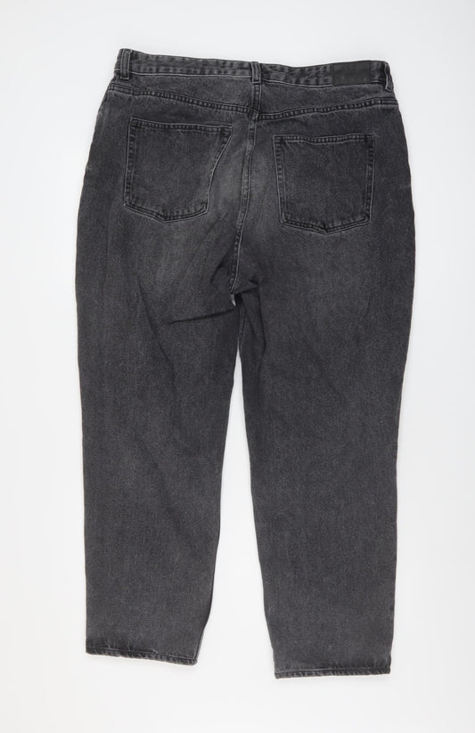 Monki Womens Grey Cotton Mom Jeans Size 36 in L27 in Regular Button