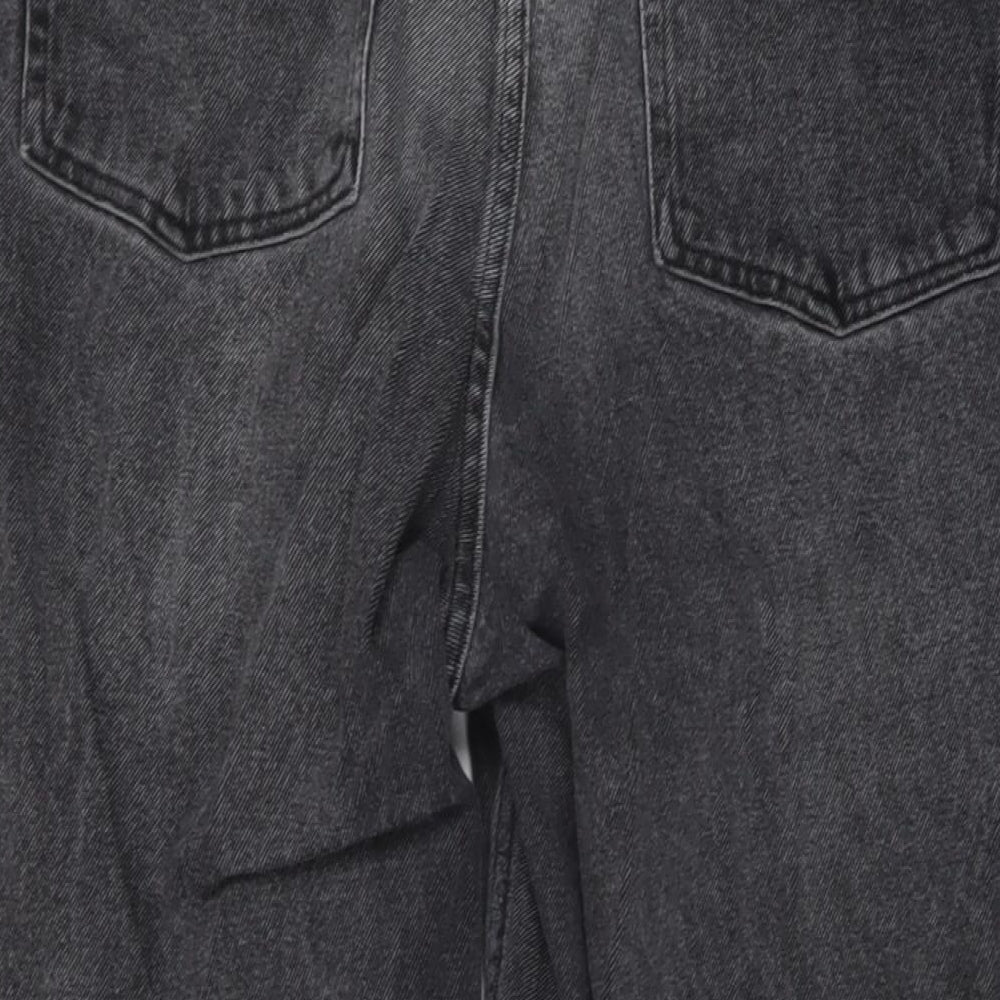 Monki Womens Grey Cotton Mom Jeans Size 36 in L27 in Regular Button