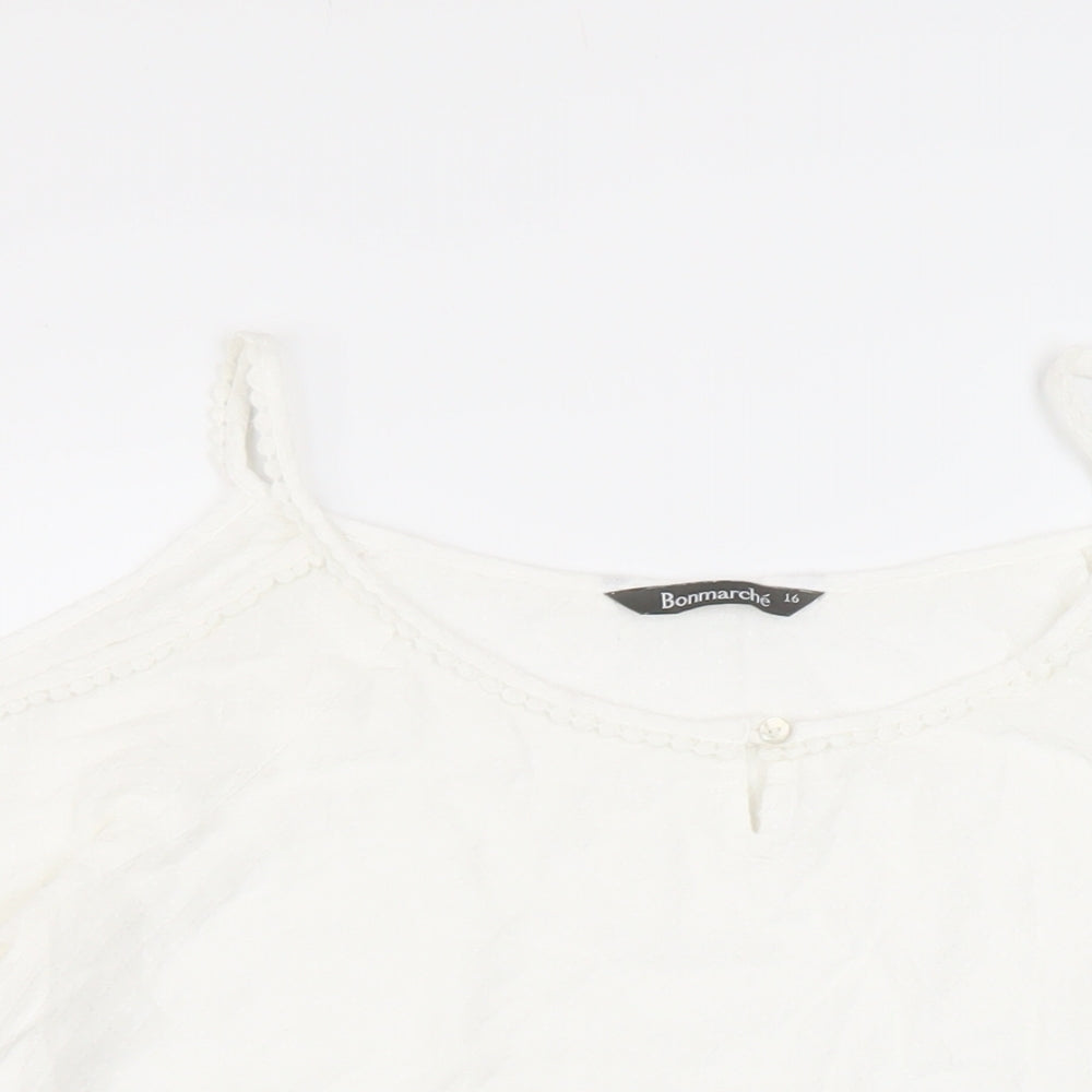 Bonmarché Womens Ivory Viscose Basic Blouse Size 16 Round Neck
