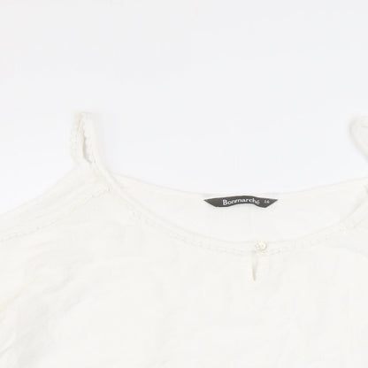 Bonmarché Womens Ivory Viscose Basic Blouse Size 16 Round Neck