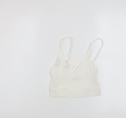 Womens UK Size S Zara Ivory Cropped Tank
