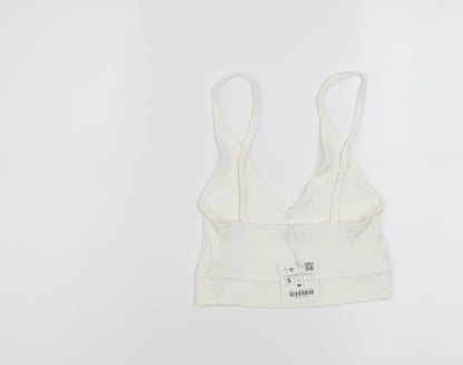 Womens UK Size S Zara Ivory Cropped Tank