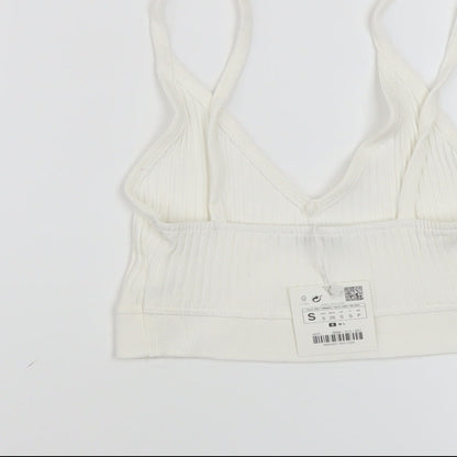 Womens UK Size S Zara Ivory Cropped Tank