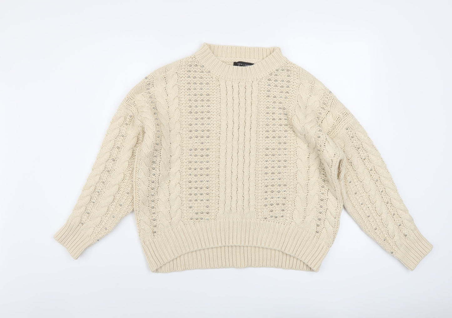 Womens UK Size S New Look Beige Pullover Jumper