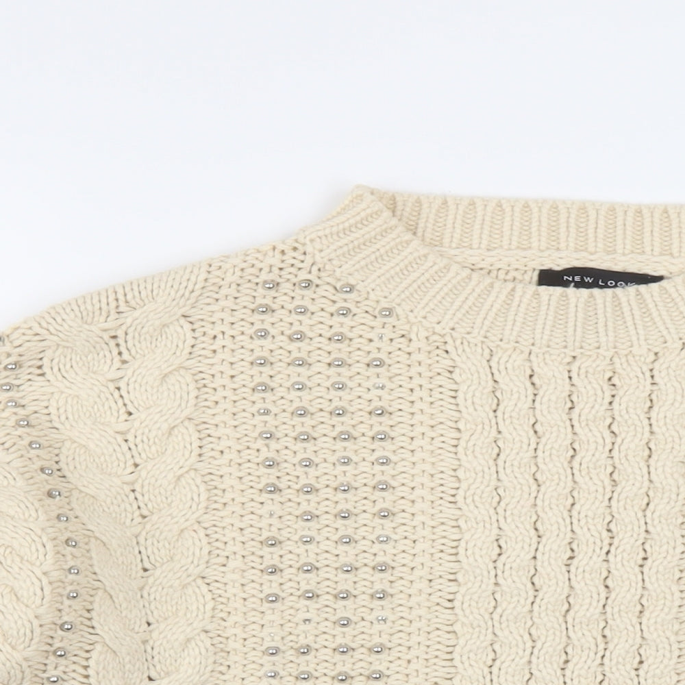 Womens UK Size S New Look Beige Pullover Jumper