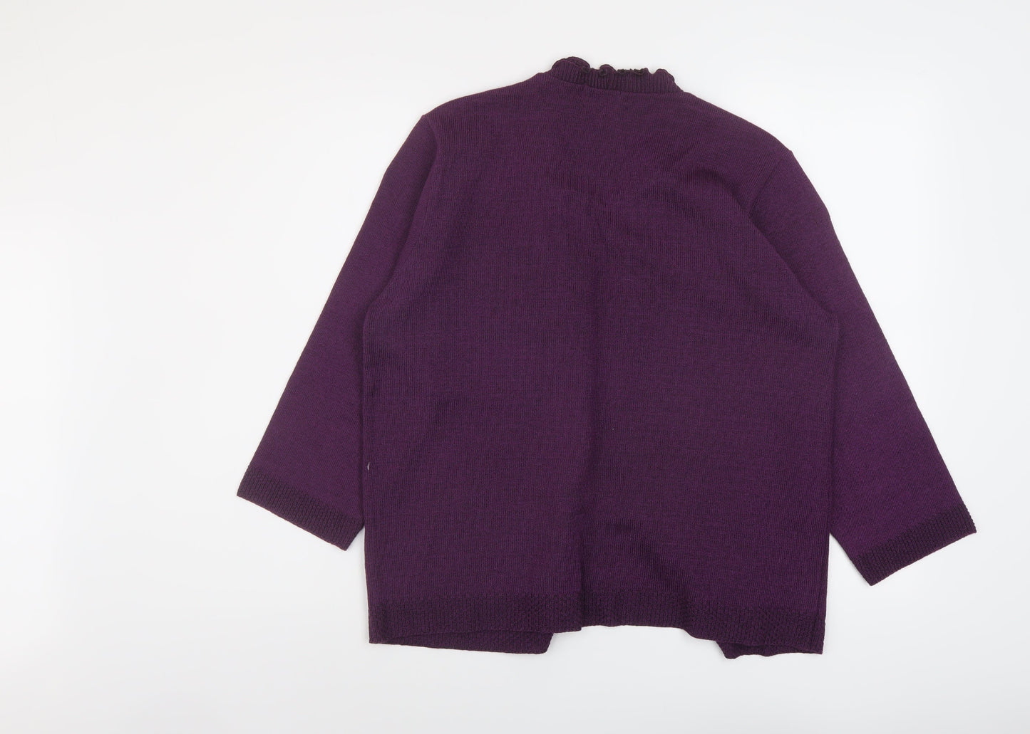 BASSINI Womens Purple Round Neck Striped Acrylic Pullover Jumper Size L