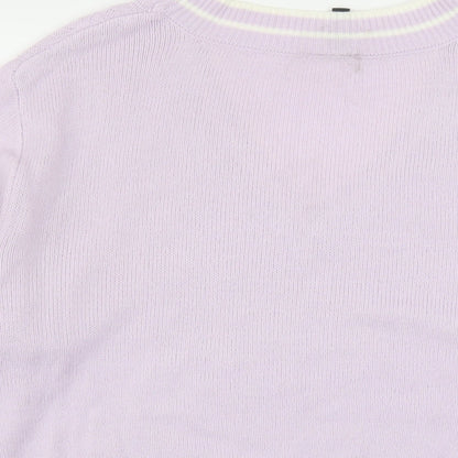 H&M Mens Purple V-Neck Acrylic Pullover Jumper Size L Long Sleeve