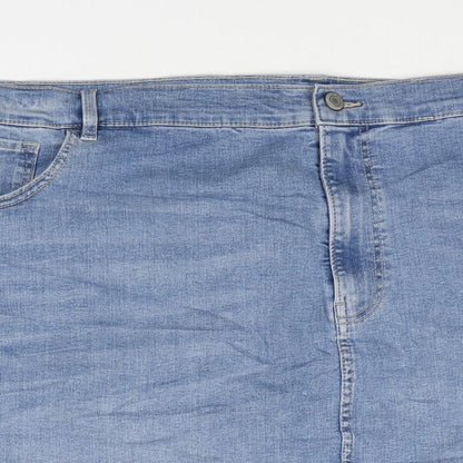 Marks and Spencer Womens Blue Cotton Straight & Pencil Skirt Size 30 Zip