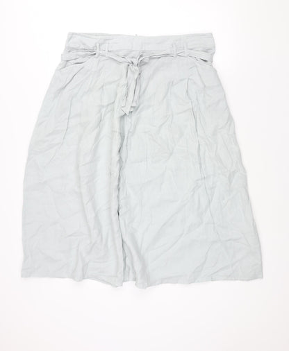 Autograph Womens Green Linen A-Line Skirt Size 18 Zip - Belted