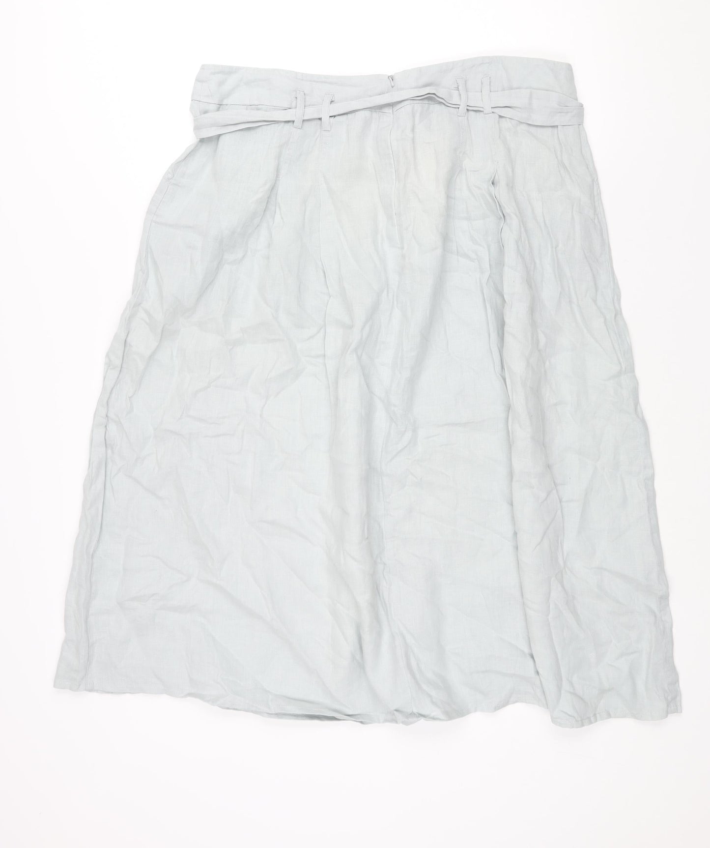 Autograph Womens Green Linen A-Line Skirt Size 18 Zip - Belted