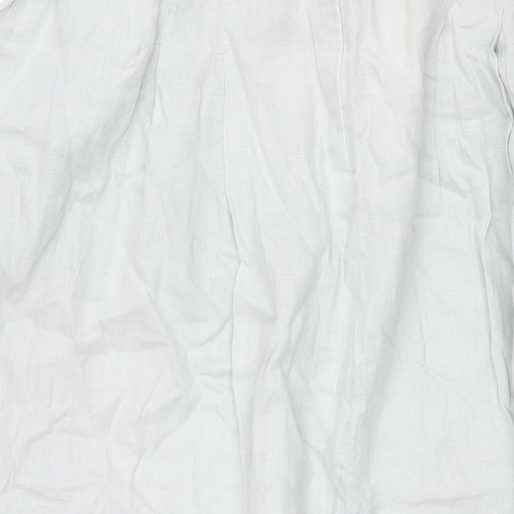 Autograph Womens Green Linen A-Line Skirt Size 18 Zip - Belted