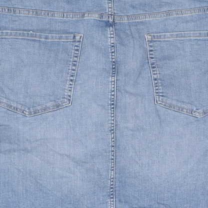 Marks and Spencer Womens Blue Cotton Straight & Pencil Skirt Size 28 Zip
