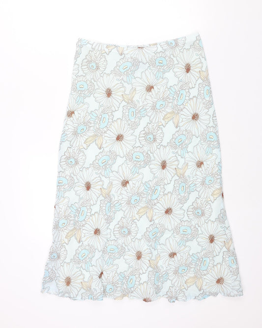 First Avenue Womens Blue Floral Polyester A-Line Skirt Size 30 in