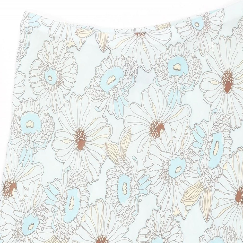 First Avenue Womens Blue Floral Polyester A-Line Skirt Size 30 in