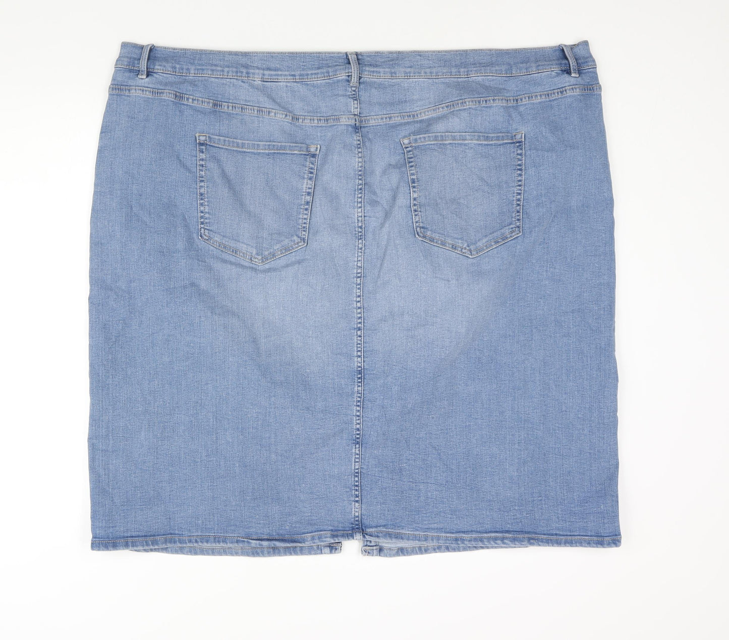 Marks and Spencer Womens Blue Cotton Straight & Pencil Skirt Size 30 Zip