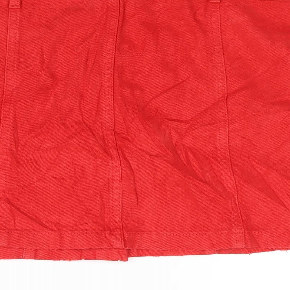 Marks and Spencer Girls Red Cotton A-Line Skirt Size 14-15 Years Regular Button
