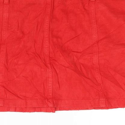 Marks and Spencer Girls Red Cotton A-Line Skirt Size 14-15 Years Regular Button