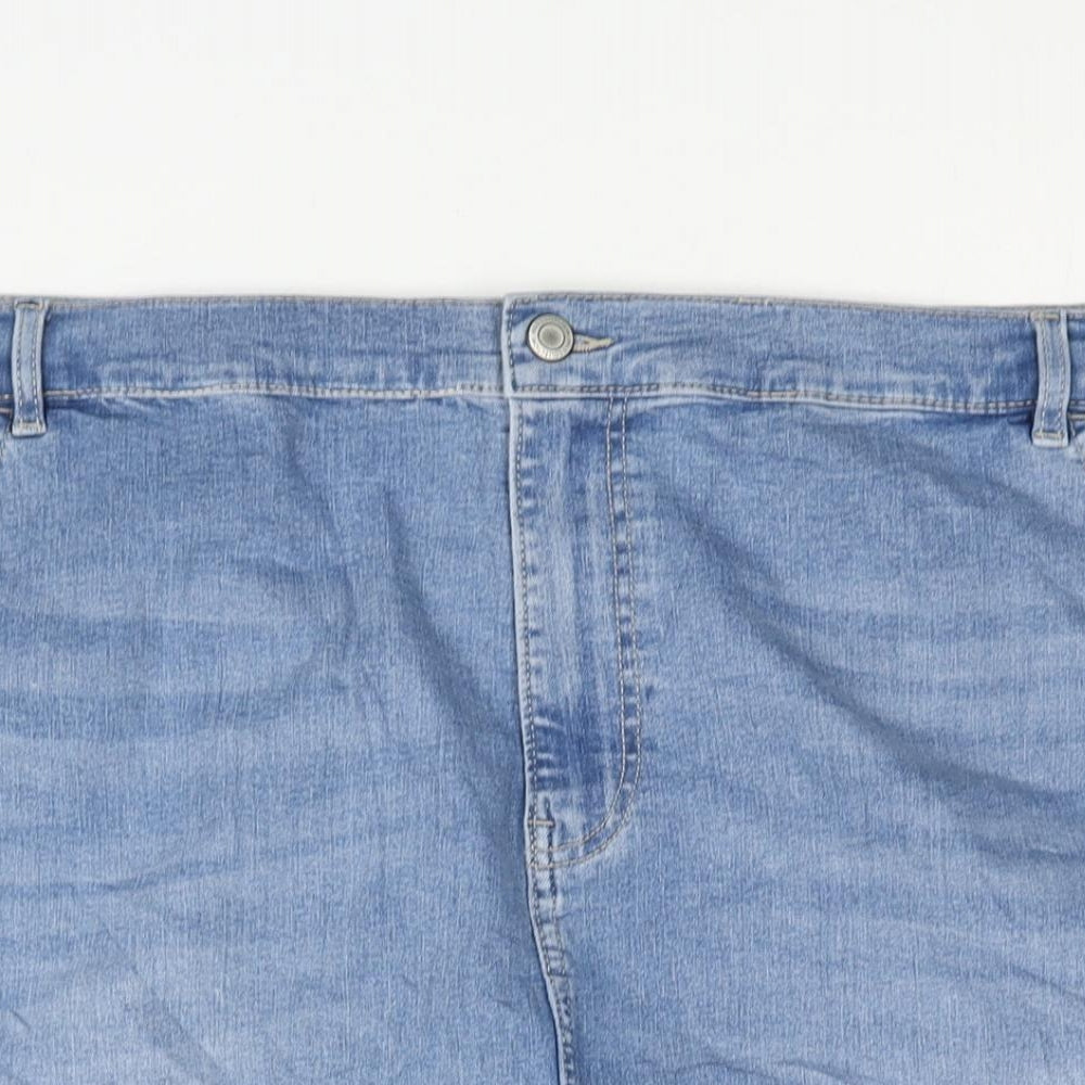 Marks and Spencer Womens Blue Cotton Straight & Pencil Skirt Size 30 Zip