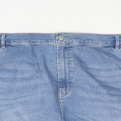 Marks and Spencer Womens Blue Cotton Straight & Pencil Skirt Size 30 Zip