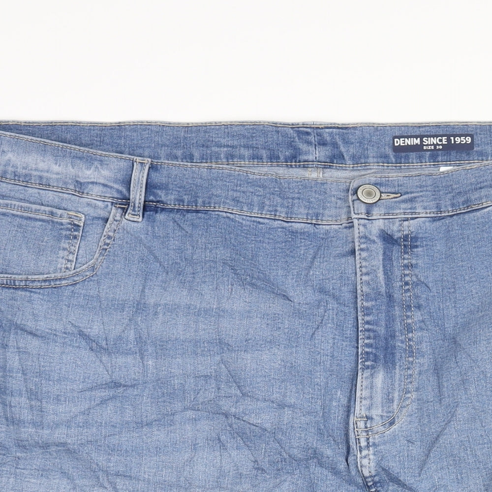 Marks and Spencer Womens Blue Cotton Straight & Pencil Skirt Size 30 Zip