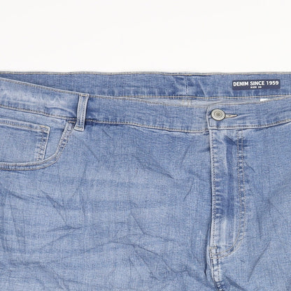 Marks and Spencer Womens Blue Cotton Straight & Pencil Skirt Size 30 Zip