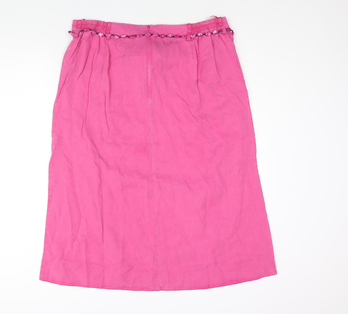 Ann Harvey Womens Pink Lyocell A-Line Skirt Size 18 Zip - Beaded Belt