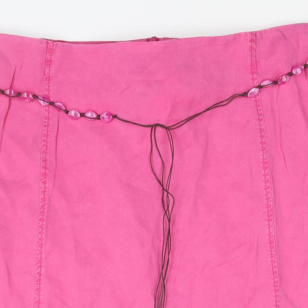 Ann Harvey Womens Pink Lyocell A-Line Skirt Size 18 Zip - Beaded Belt