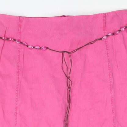 Ann Harvey Womens Pink Lyocell A-Line Skirt Size 18 Zip - Beaded Belt