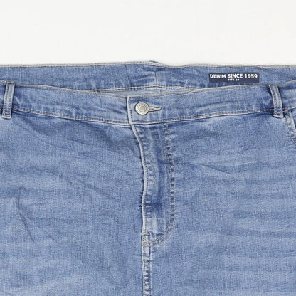 Marks and Spencer Womens Blue Cotton Straight & Pencil Skirt Size 28 Zip