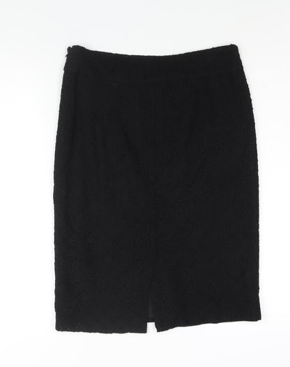 Monsoon Womens Black Cotton Straight & Pencil Skirt Size 10 Zip