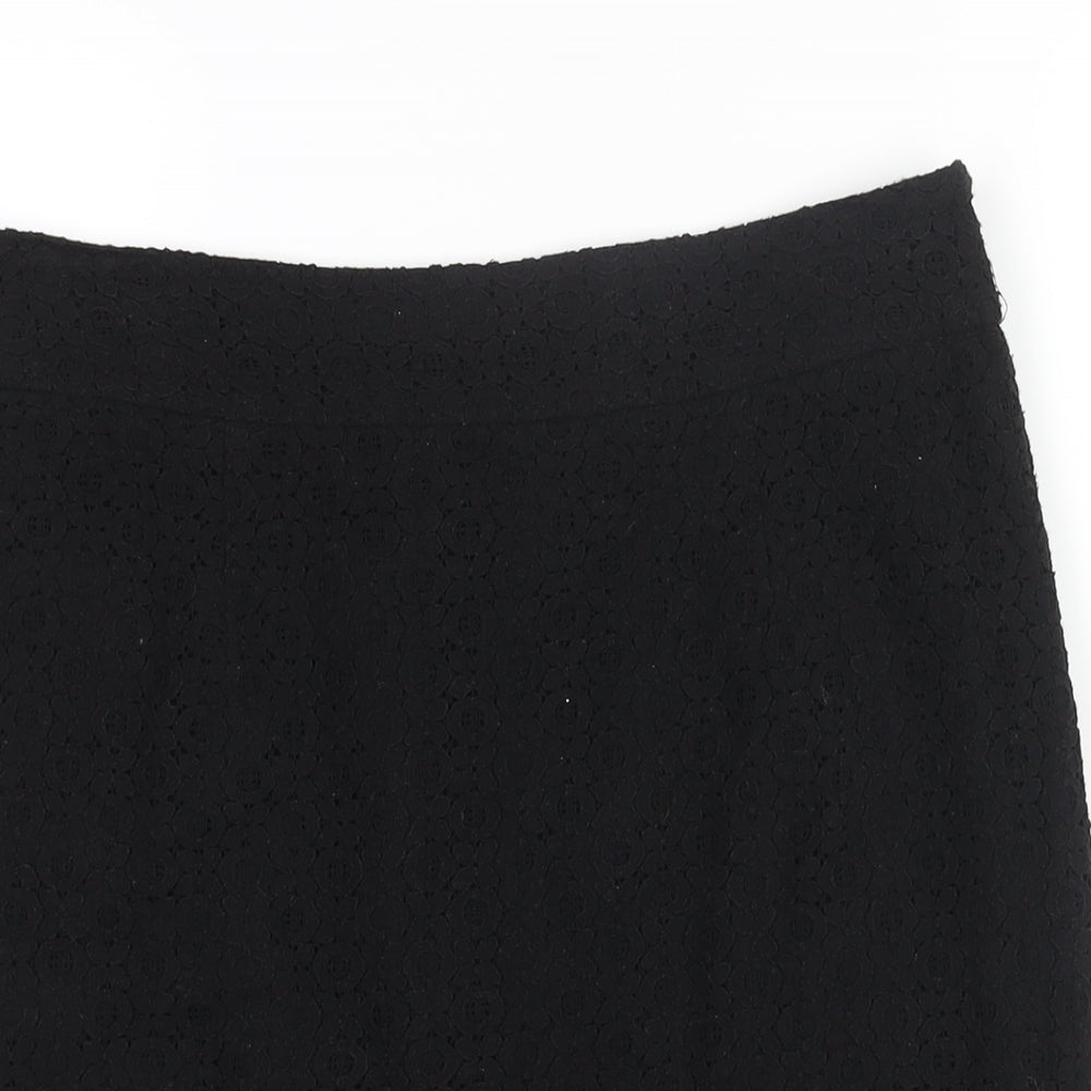 Monsoon Womens Black Cotton Straight & Pencil Skirt Size 10 Zip