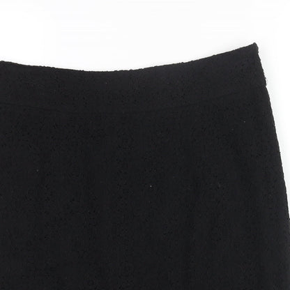 Monsoon Womens Black Cotton Straight & Pencil Skirt Size 10 Zip