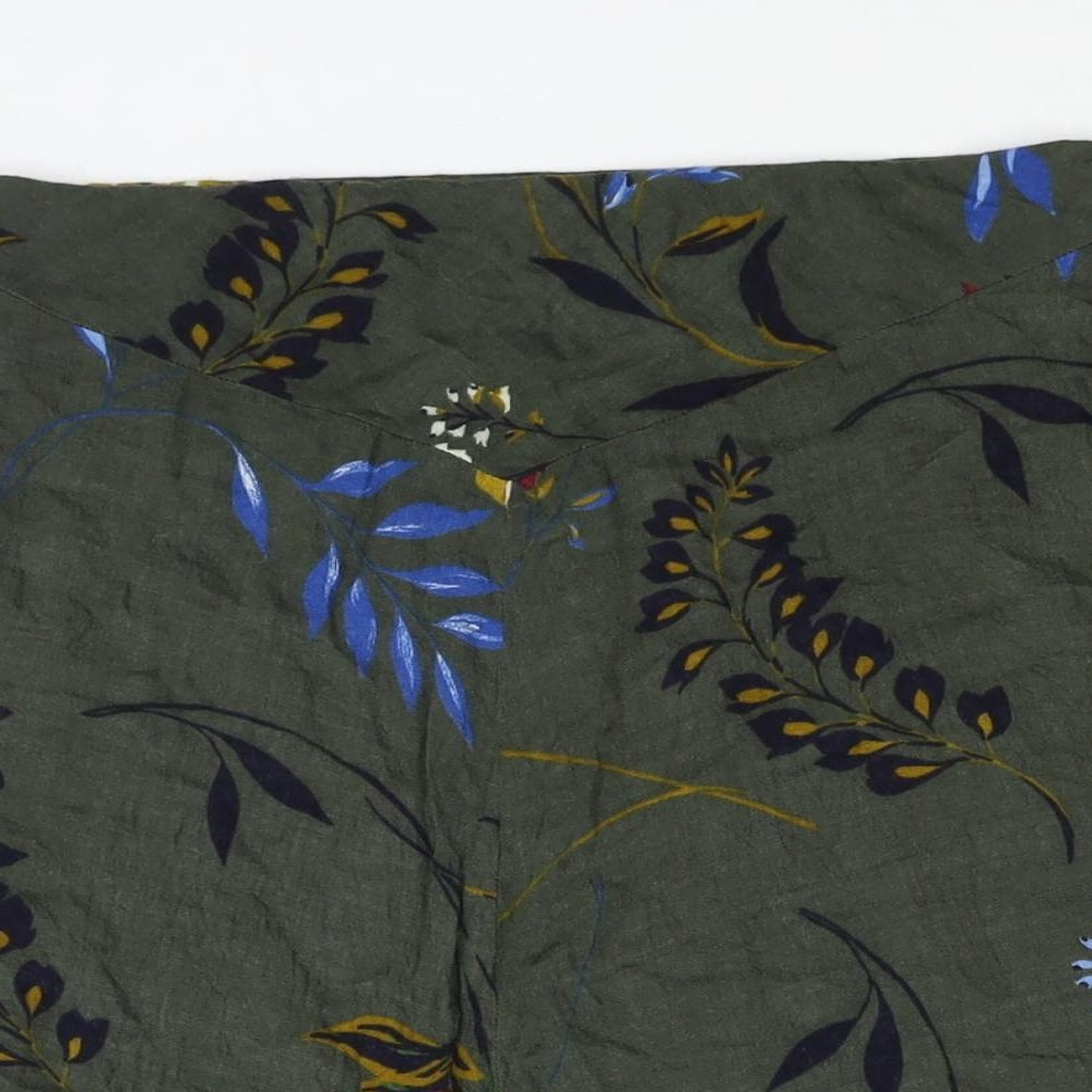 Marks and Spencer Womens Green Floral Viscose A-Line Skirt Size 14