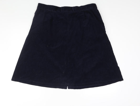 Damart Womens Blue Cotton A-Line Skirt Size 22 Button