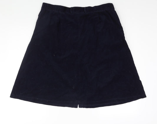 Damart Womens Blue Cotton A-Line Skirt Size 22 Button