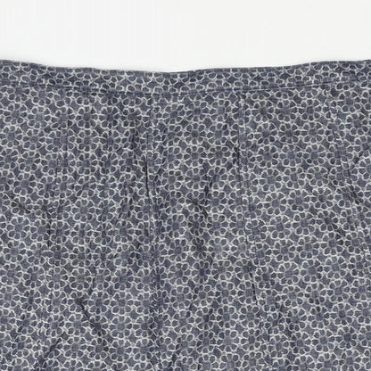 Classic Womens Blue Geometric Lyocell A-Line Skirt Size 16 Zip - Floral Print