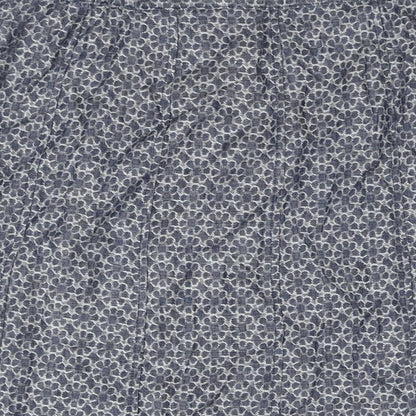 Classic Womens Blue Geometric Lyocell A-Line Skirt Size 16 Zip - Floral Print