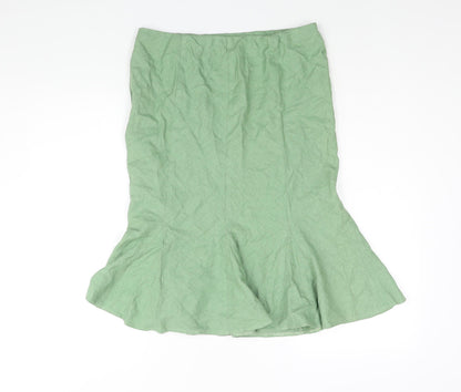 Marks and Spencer Womens Green Linen Trumpet Skirt Size 12