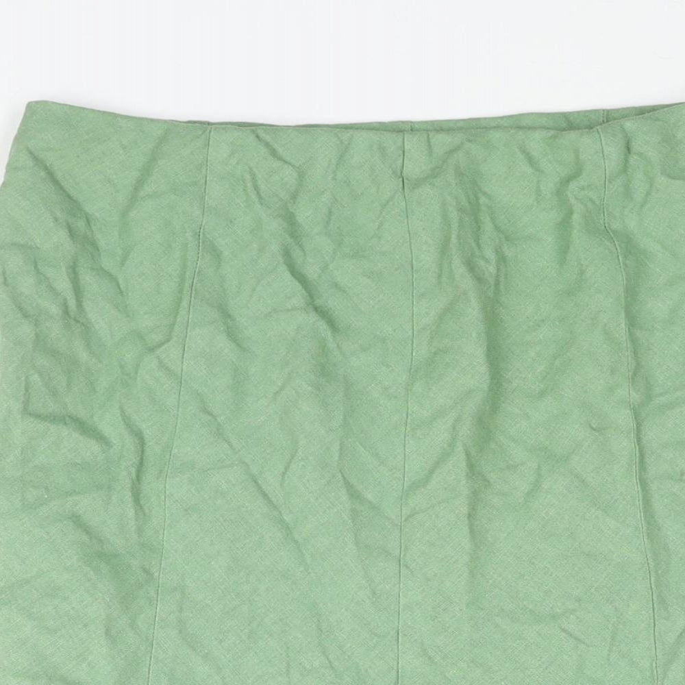 Marks and Spencer Womens Green Linen Trumpet Skirt Size 12