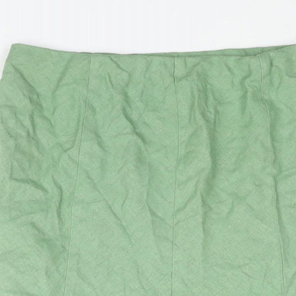Marks and Spencer Womens Green Linen Trumpet Skirt Size 12