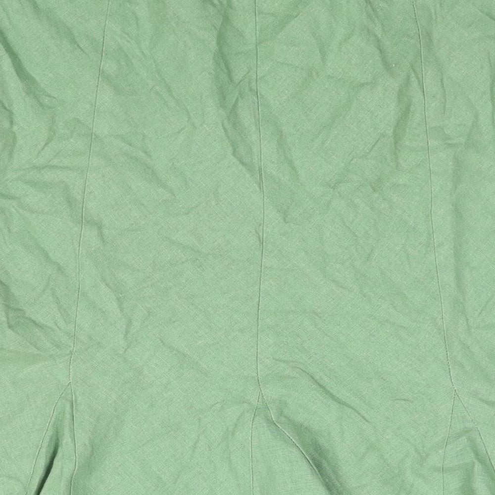 Marks and Spencer Womens Green Linen Trumpet Skirt Size 12