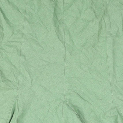 Marks and Spencer Womens Green Linen Trumpet Skirt Size 12