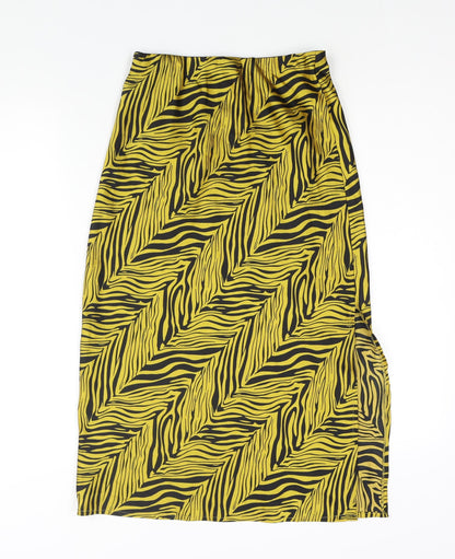 Nasty Gal Womens Yellow Geometric Polyester A-Line Skirt Size 8 - Side Slit